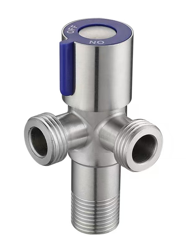 Blue Handle 90° Comhla Uillinn Trí Bhealach Asraon Dual 90 °