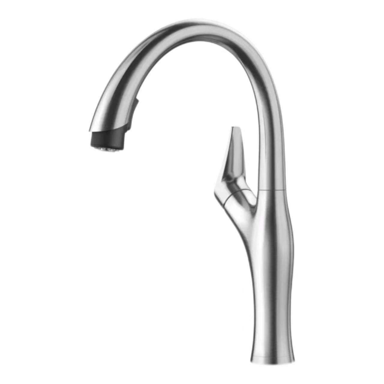 Cruach Dhosmálta Brushed Faucet Tarraingt Amach Sruthlínithe Gooseneck