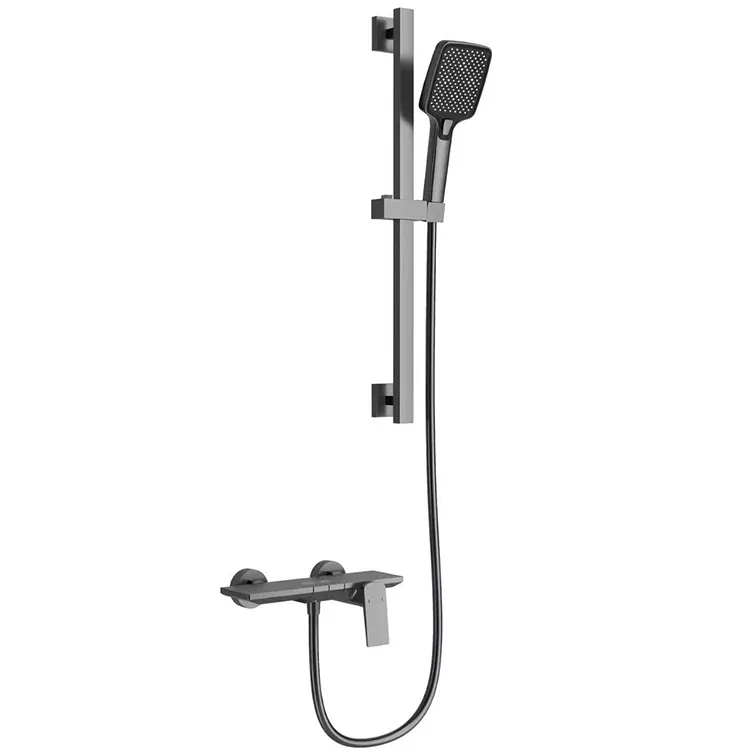 Cith Cearnóg Gunmetal Grey Set Le Barra Sleamhnán Inchoigeartaithe