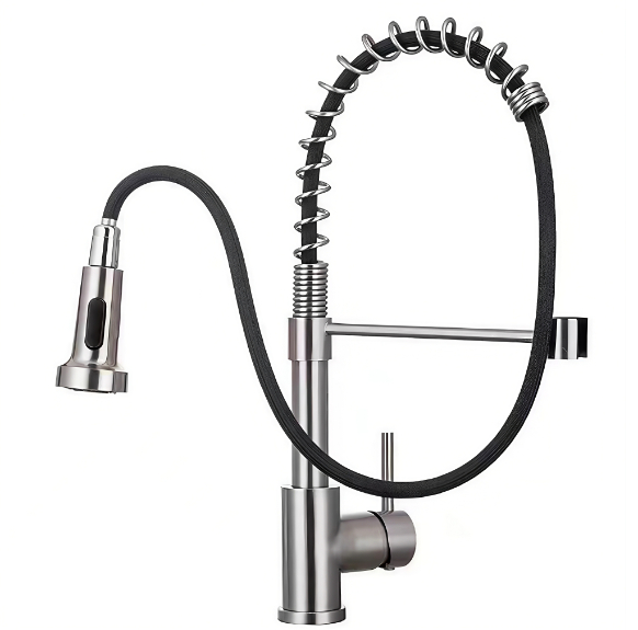 Faucet Doirteal Cistine Te agus Fuar Tarraingthe Amach Feadán Earraigh Ard-Bend