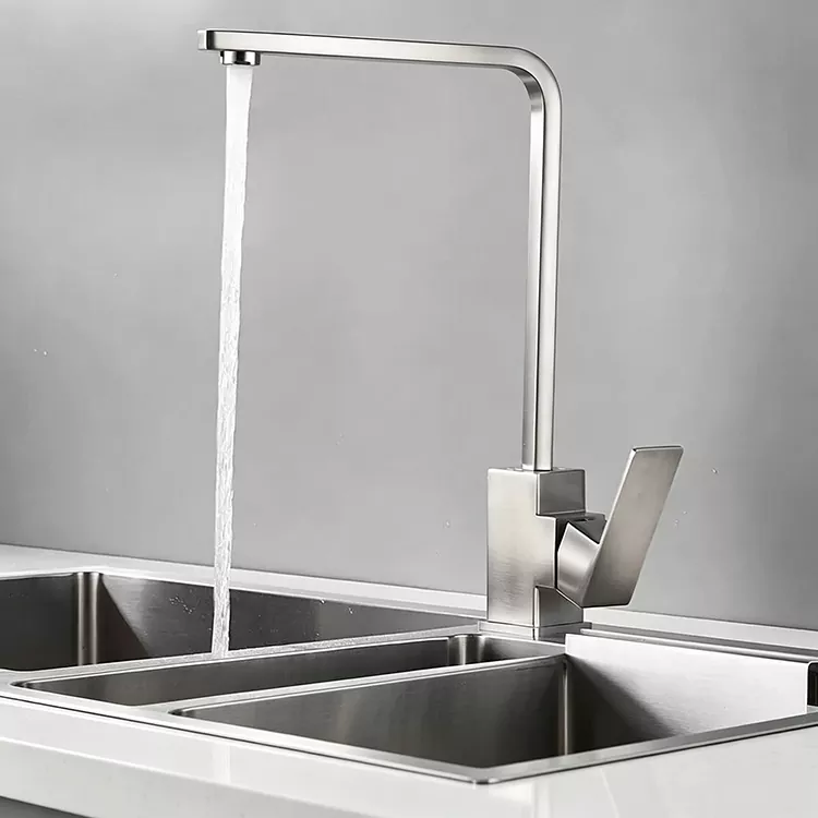 Seven-character square brushed kitchen hot and cold faucet a