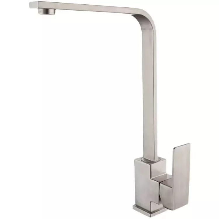 Faucet te agus fuar cistine scuabtha seacht-charachtar a Faucet te agus fuar cistine scuabtha seacht-charachtar a
